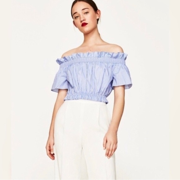 Zara Tops - Zara Off the Shoulder Crop Top with Tie